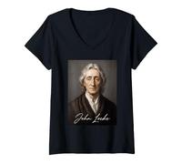 Femme John Locke Libéralisme Philosophe Liberté T-Shirt avec Col en V