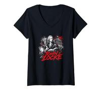 Femme John Locke Philosophie et penseur des Lumières T-Shirt avec Col en V