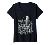Femme John Quincy Adams Batterie T-Shirt avec Col en V