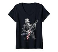 Femme John Quincy Adams Guitare T-Shirt avec Col en V