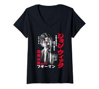 Femme John Wick Japanese Kanji Poster Action Movie T-Shirt avec Col en V