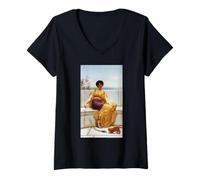 Femme John William Godward Idleness (Girl with a Kitten) T-Shirt avec Col en V