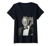 Femme Johnners Brian Johnston Cricket Commentator par Dick Barnatt T-Shirt avec Col en V