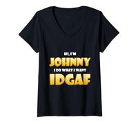 Femme Johnny Costume IDGAF Funny Meme Halloween Costume for John T-Shirt avec Col en V