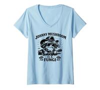 Femme Johnny Mushroom Fungi Jeu de Mots Humour T-Shirt avec Col en V
