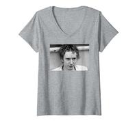 Femme Johnny Rotten Sex Pistols John Lydon par Virginia Turbett T-Shirt avec Col en V