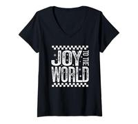 Femme Joie de Noël chrétienne rétro à Carreaux T-Shirt avec Col en V