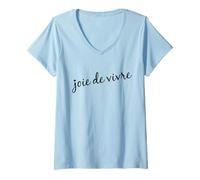 Femme Joie de Vivre T-Shirt Inscription française T-Shirt avec Col en V