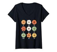 Femme Joie, Paix, Espoir, Amour, Devenir Courageux, Fort, Gentil, Calme T-Shirt avec Col en V