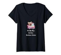 Femme Joli bus de fleurs Yorkie On My Way To Give Reckless Advise T-Shirt avec Col en V