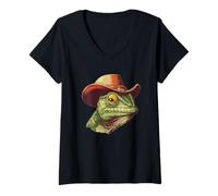 Femme Joli caméléon en costume de cowboy pour adultes et enfants T-Shirt avec Col en V
