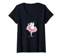 Femme Joli Chat Danseur en Tutu pour Les Amateurs de Ballerine T-Shirt avec Col en V