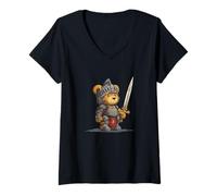 Femme Joli Chevalier en Armure pour Les Chevaliers et Les Amateurs d'épée T-Shirt avec Col en V