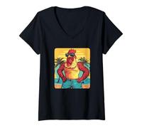 Femme Joli costume de coq de plage pour les amateurs de costumes d'été T-Shirt avec Col en V