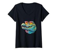 Femme Joli costume de crocodile avec lunettes de soleil pour garçons et filles T-Shirt avec Col en V
