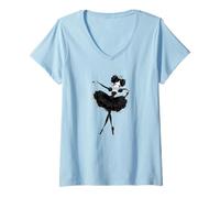 Femme Joli Costume de Danseuse Gothique T-Shirt avec Col en V