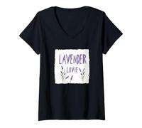 Femme Joli Costume de Discours d'amoureux Lavande pour la Saison des jardiniers T-Shirt avec Col en V