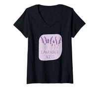 Femme Joli Costume de Fleur de Lavande Violette pour Homme et Femme T-Shirt avec Col en V