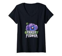 Femme Joli Costume de graines de pensées et de Plantes pour Les Amateurs de Fleurs Sauvages T-Shirt avec Col en V