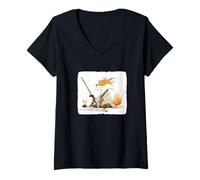 Femme Joli Costume Graphique de Calligraphie pour Les Amateurs de Renard et de Kitsune T-Shirt avec Col en V
