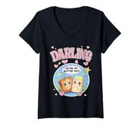 Femme Joli design Darling You Are My Butter Half pour les couples amoureux T-Shirt avec Col en V
