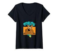 Femme Joli Dessin animé Souriant Scooby T-Shirt avec Col en V