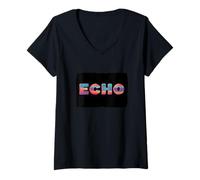 Femme Joli Discours Echo dans des Couleurs Froides T-Shirt avec Col en V