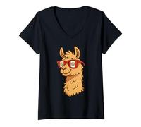 Femme Joli Drapeau péruvien Lama Dessin animé péruvien alpaga pour Enfants T-Shirt avec Col en V
