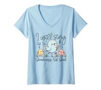 Femme Joli Haut de chœur d'église I Will Sing of The Goodness of God T-Shirt avec Col en V