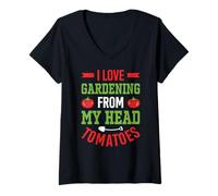 Femme Joli, j'aime les plantes de jardinage, amateur de jardin, jardinier attentif T-Shirt avec Col en V