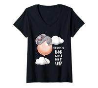 Femme Joli Koala « There's No Way But Up » Cadeau Amusant pour Femmes, Hommes, Enfants T-Shirt avec Col en V