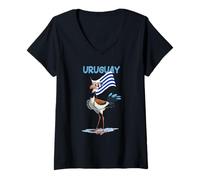 Femme Joli Look Uruguay Tero Bird dans Un Style Dessin animé T-Shirt avec Col en V