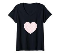 Femme Joli motif triangle rose clair blanc graphique minimaliste T-Shirt avec Col en V