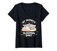 Femme Joli Planeur en Sucre pour Dormir confortablement au Moment du Coucher T-Shirt avec Col en V