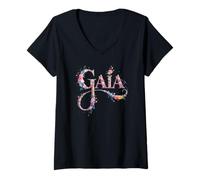 Femme Joli prénom Gaia - Tenue de Jardin personnalisée pour Fille T-Shirt avec Col en V