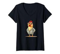 Femme Joli pyjama poulet apportant des sourires douillets T-Shirt avec Col en V