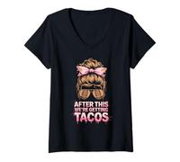 Femme Jolie Course de Boue après Cela, Nous obtenons des Tacos Mudding Camping T-Shirt avec Col en V
