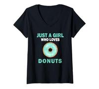 Femme Jolie, juste une fille qui aime les beignets, les bonbons, les femmes et les filles T-Shirt avec Col en V