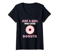 Femme Jolie, juste une fille qui aime les beignets, les bonbons, les femmes et les filles T-Shirt avec Col en V