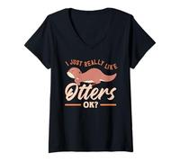 Femme Jolie Loutre de mer, J'aime Vraiment Les loutres T-Shirt avec Col en V