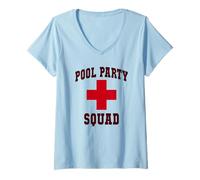 Femme Jolie piscine fête squad piscine police vacances sauveteurs croisière T-Shirt avec Col en V