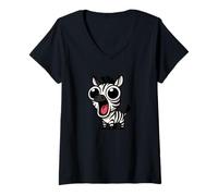 Femme Jolie Surprise zèbre avec de Grands Yeux T-Shirt avec Col en V