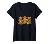 Femme Jolies Vaches des Highlands, jardiniers, Fleurs, Saison de Pâques T-Shirt avec Col en V