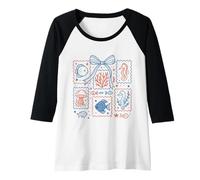 Femme Jolis tampons sous-marins avec méduses et hippocampes Manche Raglan