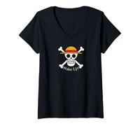 Femme Jolly Roger. Réveillez-Vous ! T-Shirt avec Col en V