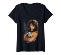 Femme Jon Bon Jovi Glissant lorsqu'il est mouillé par Michael Grecco T-Shirt avec Col en V