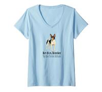 Femme Jouet Fox Terrier pour Chien Taille Terrier Attitude Pet Citation T-Shirt avec Col en V