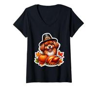 Femme Jouet Russe pour Thanksgiving, propriétaire de Chien, Maman, Papa, Amant, drôle et Mignon T-Shirt avec Col en V