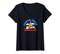 Femme Jouets Vintage Fisher-Price apportant Un Design rétro Amusant T-Shirt avec Col en V