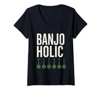 Femme Joueur Banjo Bluegrass Crew Pluck Life Folk Music Legend T-Shirt avec Col en V